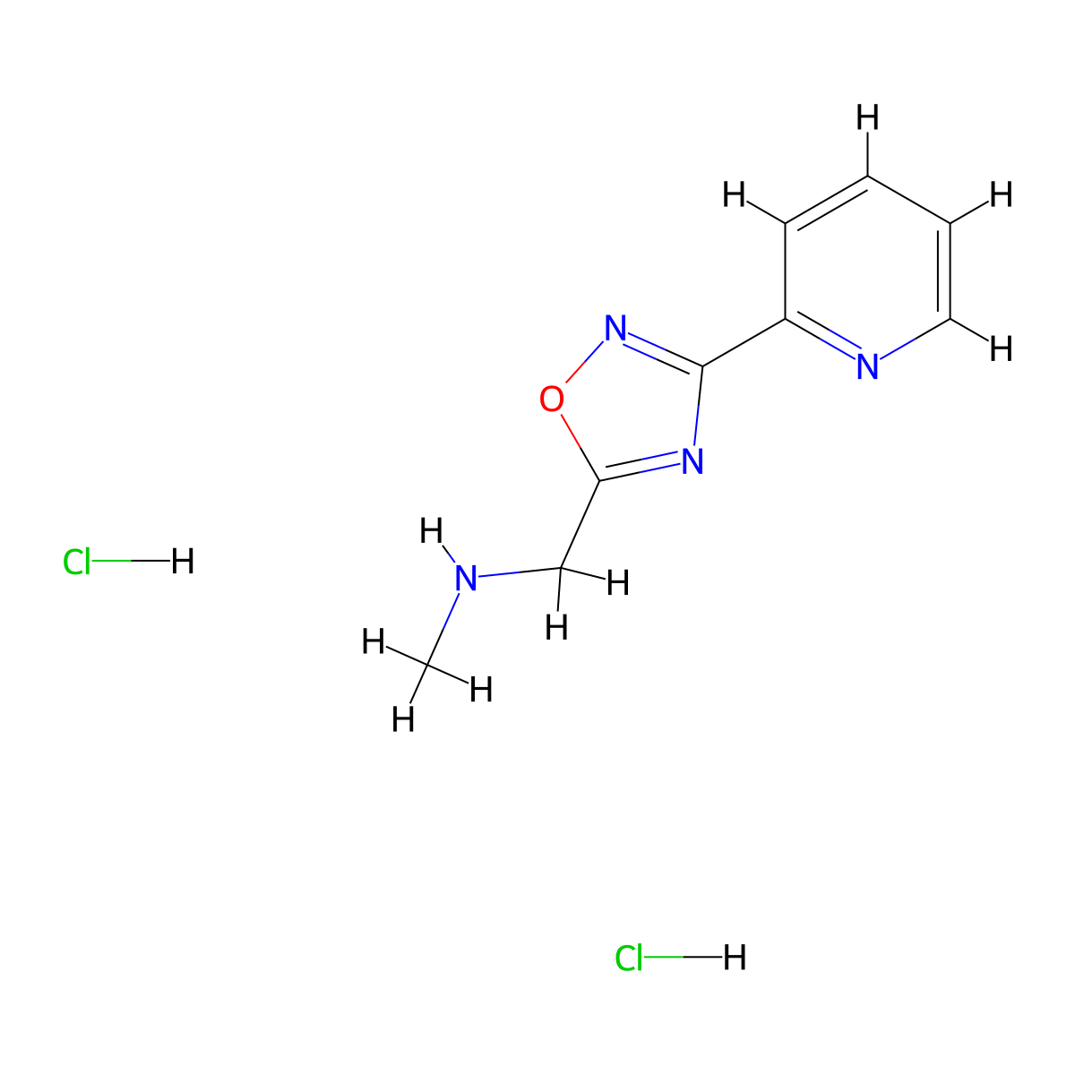 N-methyl-1-(3-(pyridin-2-yl)-1,2,4-oxadiazol-5-yl)methanamine dihydrochloride molecular structure, CAS 1807979-93-6