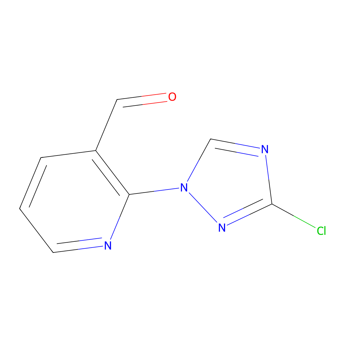 2-(3-chloro-1H-1,2,4-triazol-1-yl)pyridine-3-carbaldehyde molecular structure, CAS 1807982-44-0