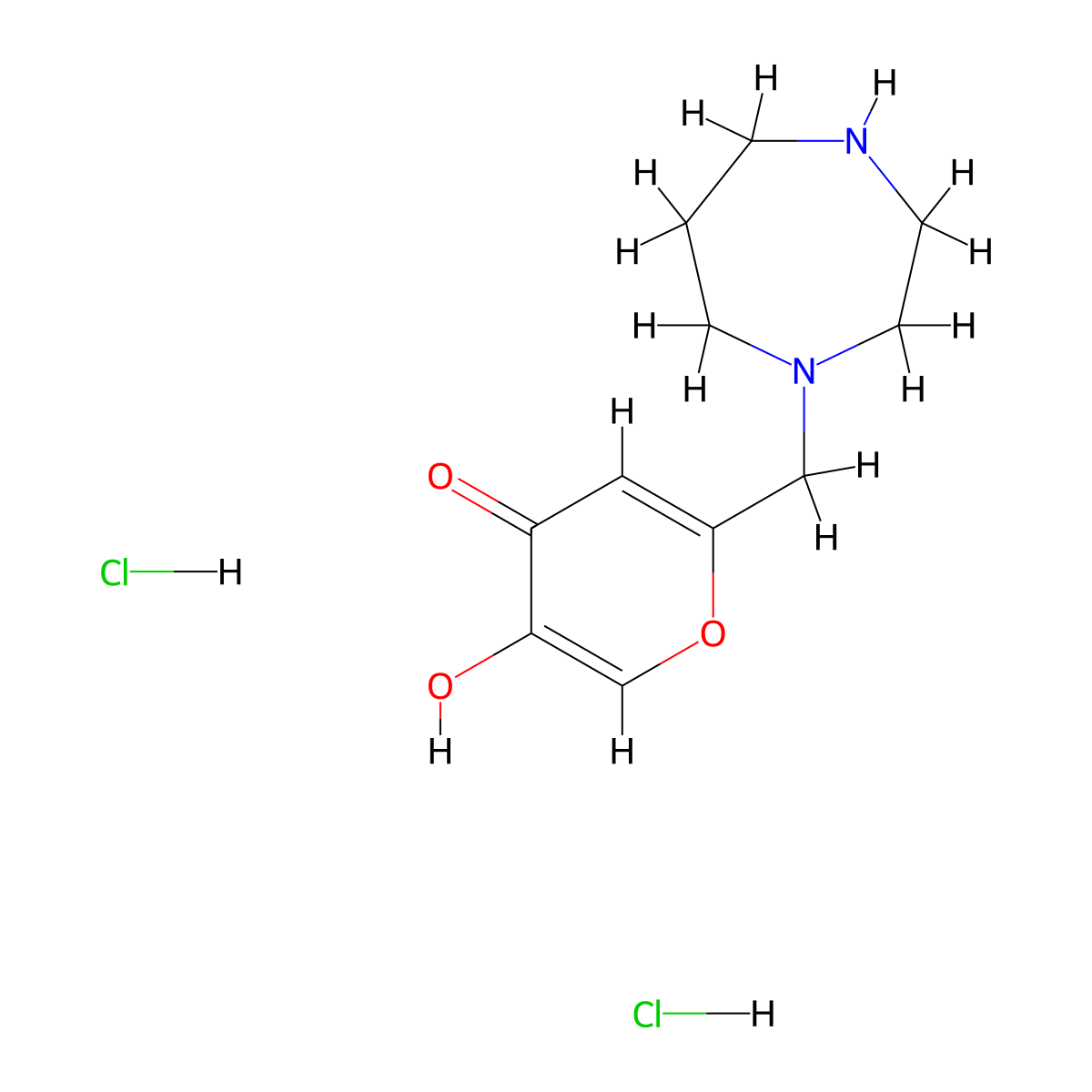 2-((1,4-diazepan-1-yl)methyl)-5-hydroxy-4H-pyran-4-one dihydrochloride molecular structure, CAS 1807982-51-9