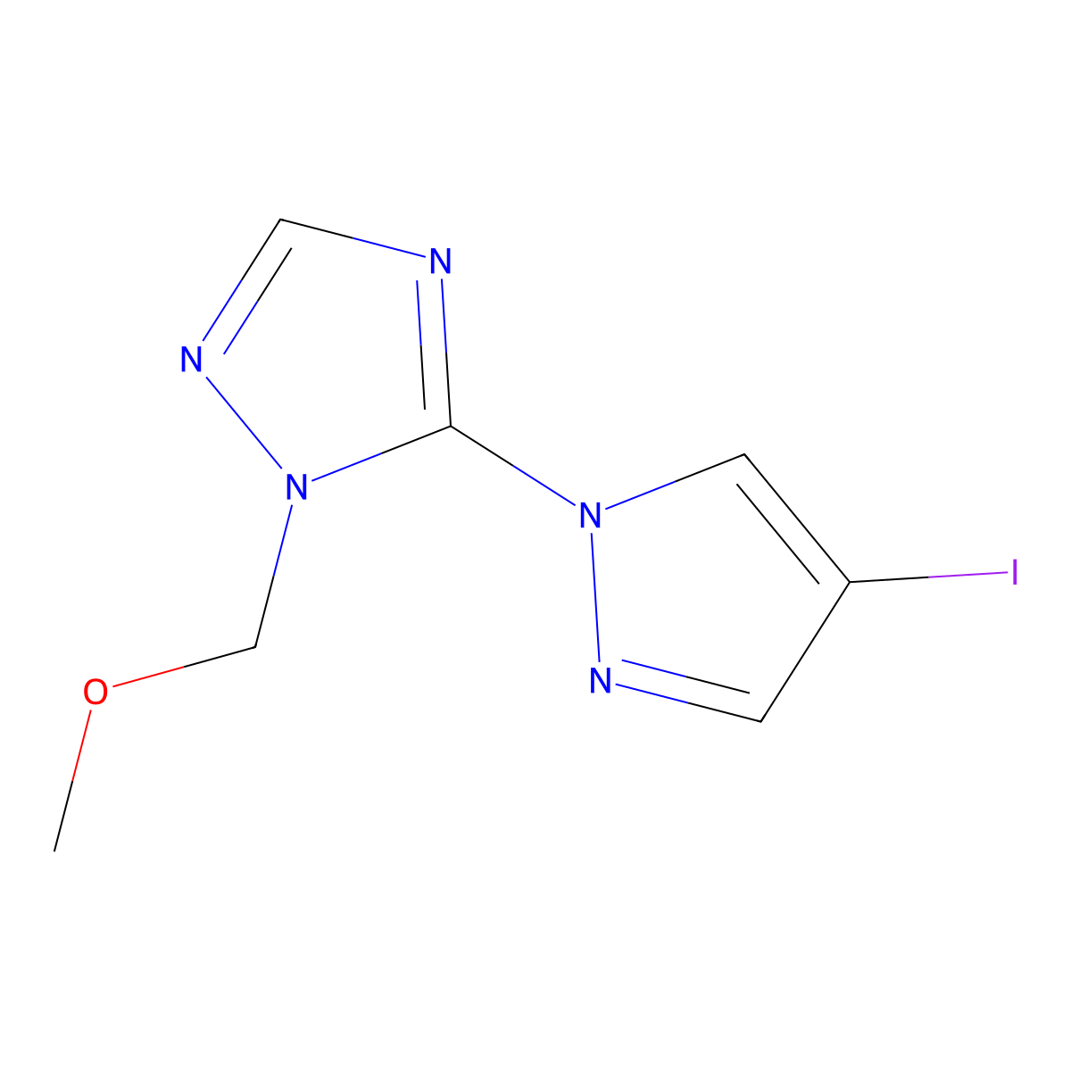 5-(4-iodo-1H-pyrazol-1-yl)-1-(methoxymethyl)-1H-1,2,4-triazole molecular structure, CAS 1807982-53-1