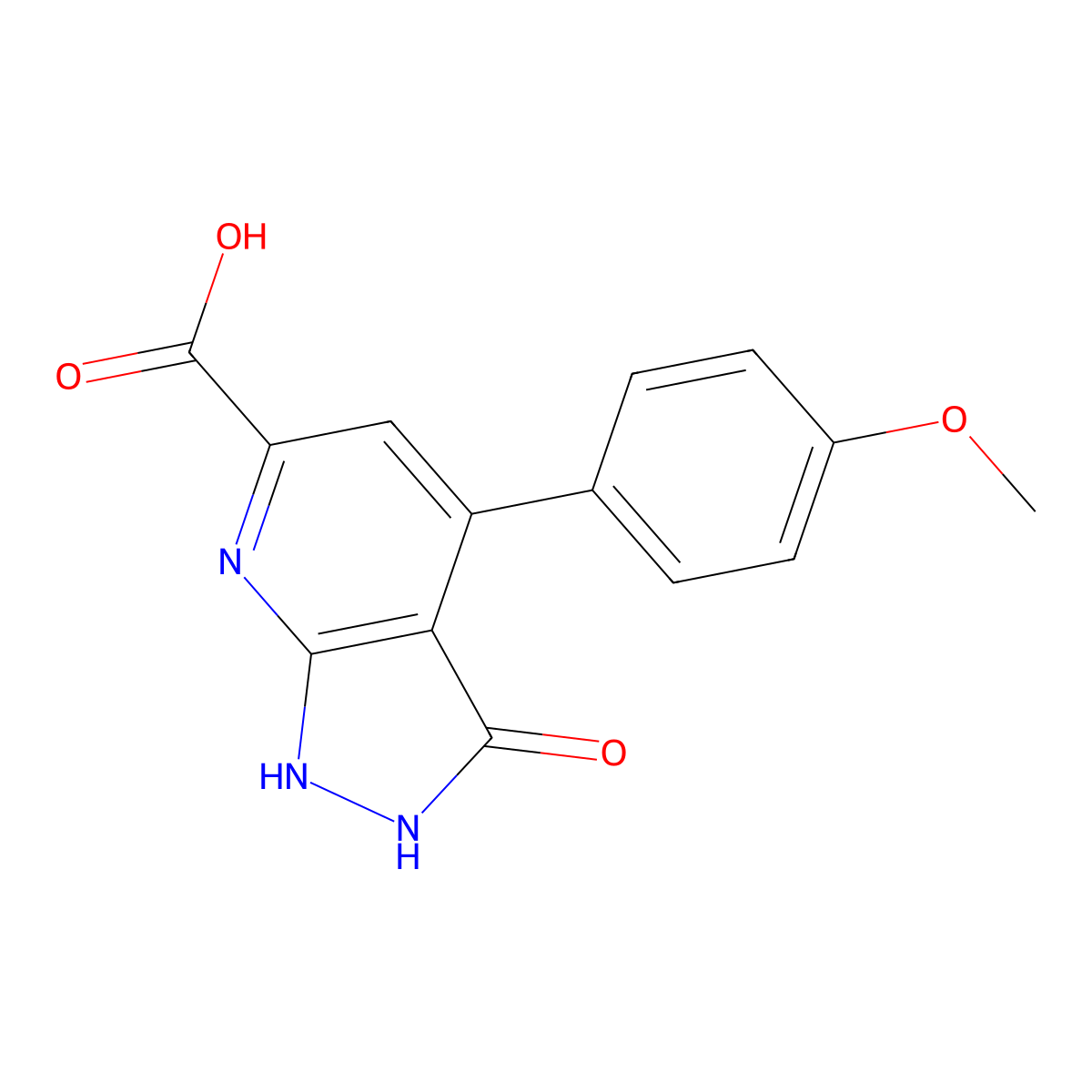 4-(4-methoxyphenyl)-3-oxo-2,3-dihydro-1H-pyrazolo[3,4-b]pyridine-6-carboxylic acid molecular structure, CAS 1807982-54-2