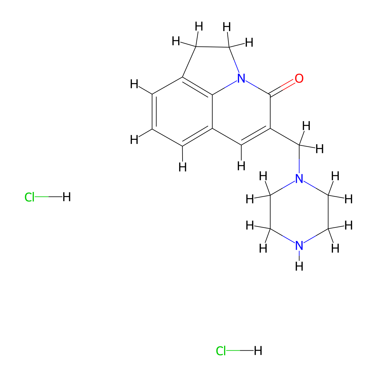 5-(piperazin-1-ylmethyl)-1H-pyrrolo[3,2,1-ij]quinolin-4(2H)-one dihydrochloride molecular structure, CAS 1807982-55-3