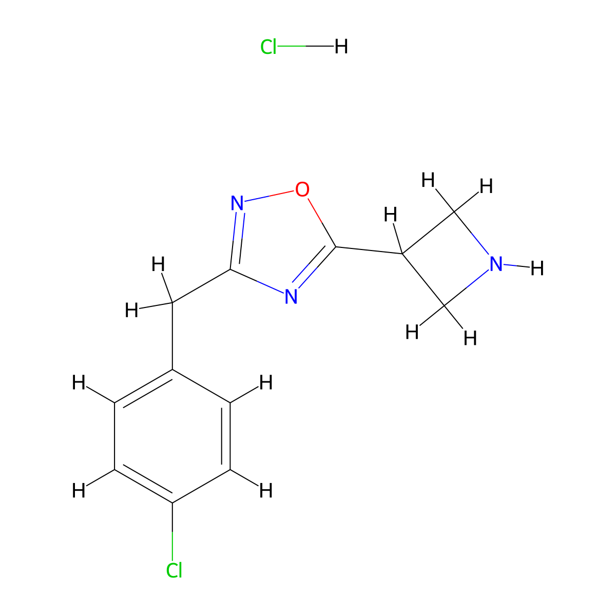 5-(Azetidin-3-yl)-3-(4-chlorobenzyl)-1,2,4-oxadiazole hydrochloride molecular structure, CAS 1807982-65-5