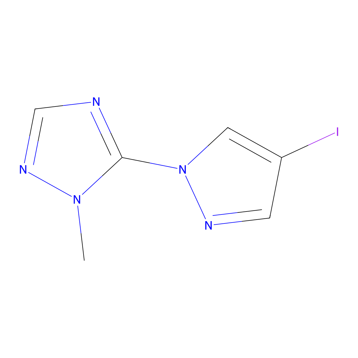5-(4-iodo-1H-pyrazol-1-yl)-1-methyl-1H-1,2,4-triazole molecular structure, CAS 1807982-66-6