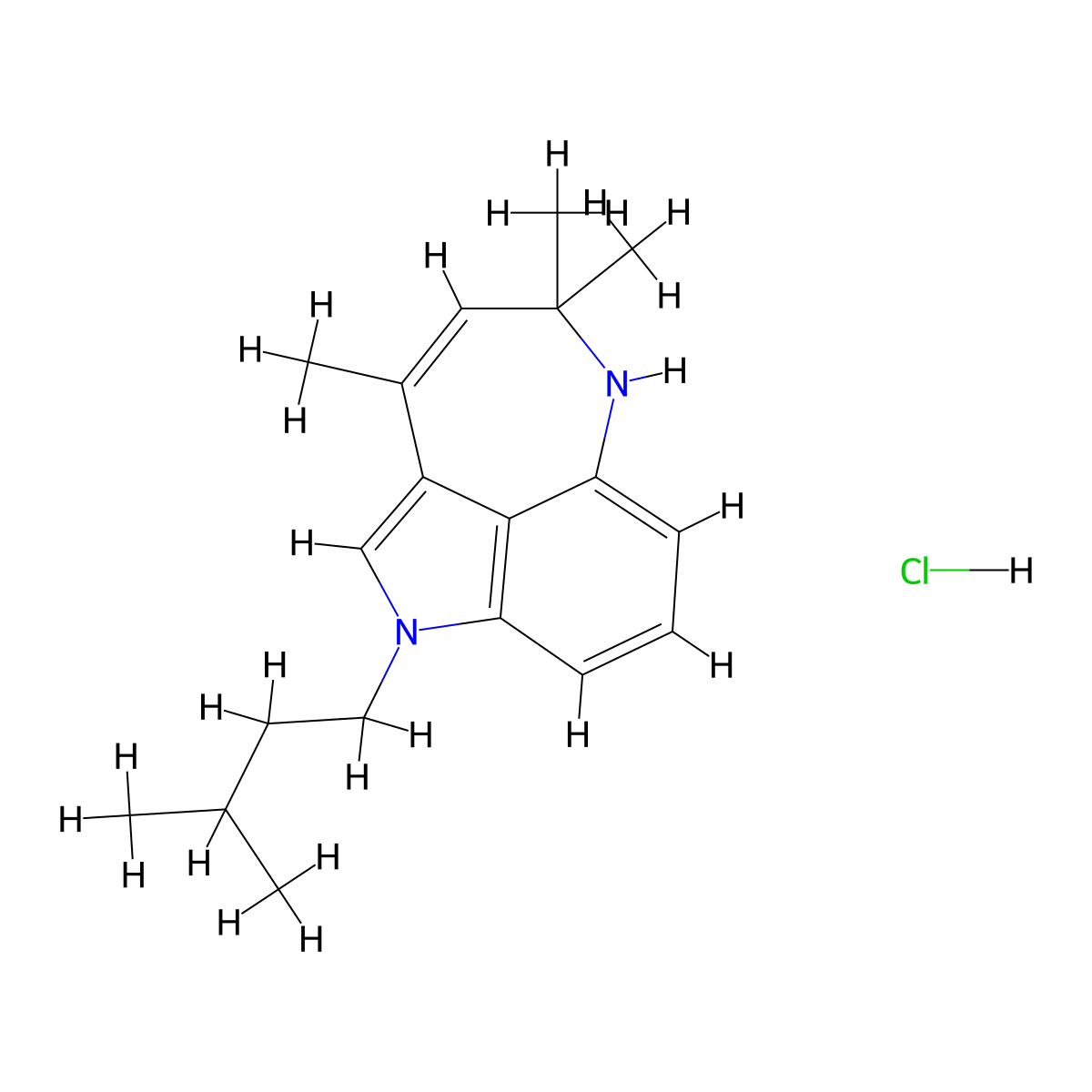 1-isopentyl-3,5,5-trimethyl-5,6-dihydro-1H-azepino[4,3,2-cd]indole hydrochloride molecular structure, CAS 1807982-71-3