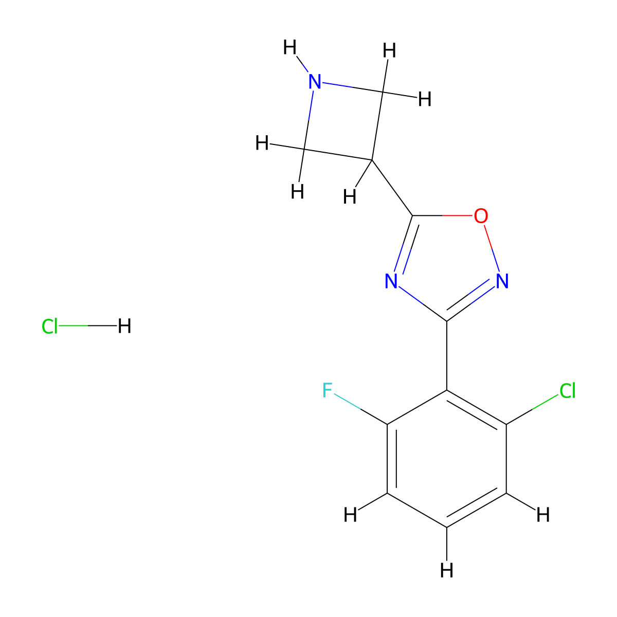5-(Azetidin-3-yl)-3-(2-chloro-6-fluorophenyl)-1,2,4-oxadiazole hydrochloride molecular structure, CAS 1807988-26-6