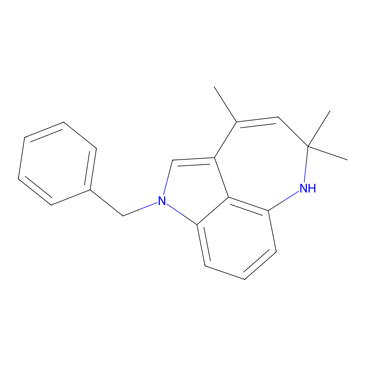 1-Benzyl-3,5,5-trimethyl-5,6-dihydro-1H-azepino[4,3,2-cd]indole molecular structure, CAS 1807988-27-7