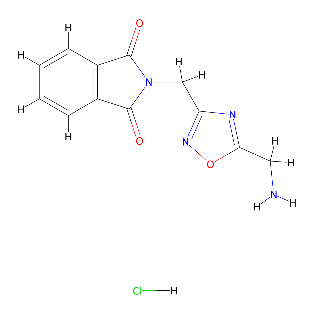 2-((5-(Aminomethyl)-1,2,4-oxadiazol-3-yl)methyl)isoindoline-1,3-dione hydrochloride molecular structure, CAS 1807988-33-5