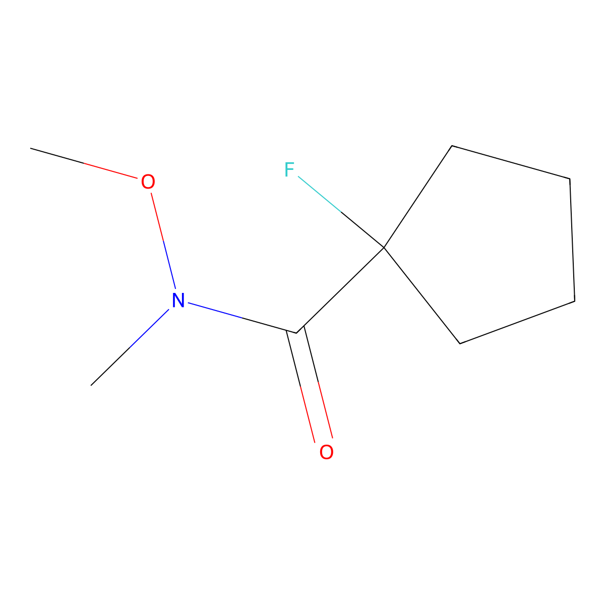 1-fluoro-N-methoxy-N-methylcyclopentanecarboxamide molecular structure, CAS 1807998-60-2