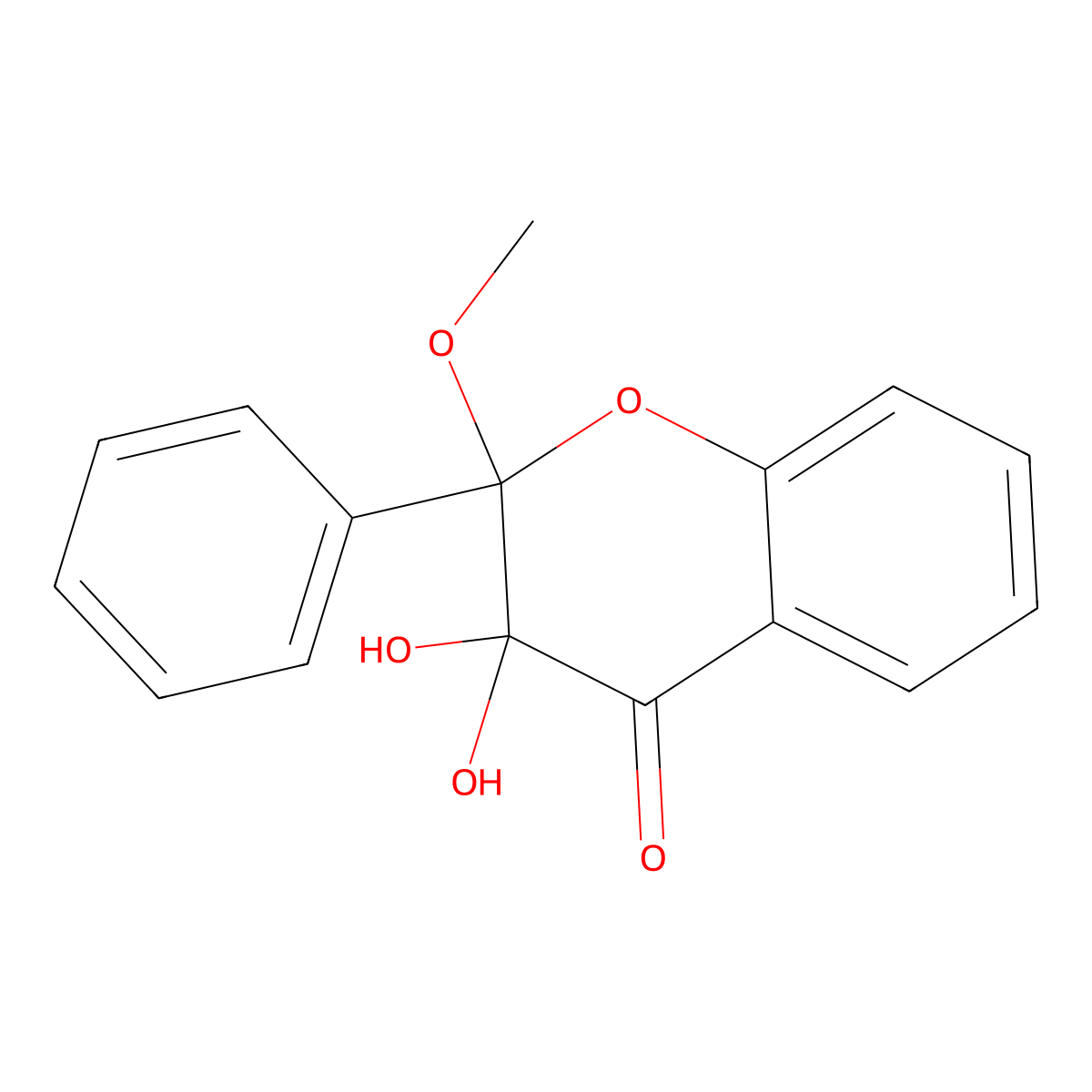 3,3-Dihydroxy-2-methoxy-2-phenylchroman-4-one molecular structure, CAS 1808-07-7