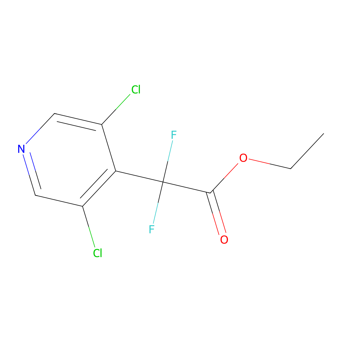 Ethyl 3,5-dichloro-|A,|A-difluoro-4-pyridineacetate molecular structure, CAS 1808001-83-3