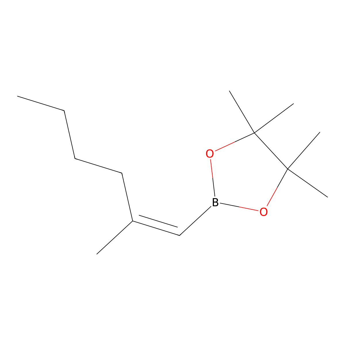 4,4,5,5-Tetramethyl-2-(2-methylhex-1-en-1-yl)-1,3,2-dioxaborolane molecular structure, CAS 1808067-61-9