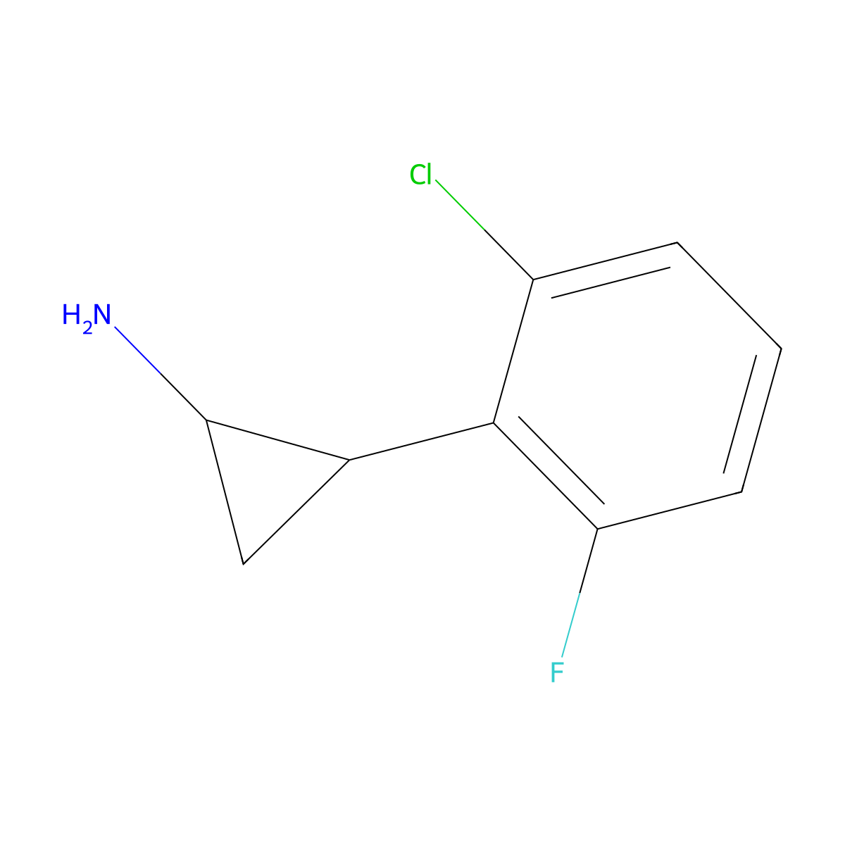 (1R,2S)-2-(2-Chloro-6-fluorophenyl)cyclopropan-1-amine molecular structure, CAS 1808068-41-8