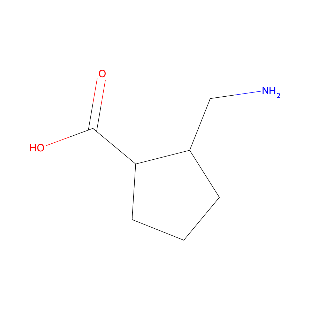 rac-(1R,2S)-2-(aminomethyl)cyclopentane-1-carboxylic acid molecular structure, CAS 1808068-42-9