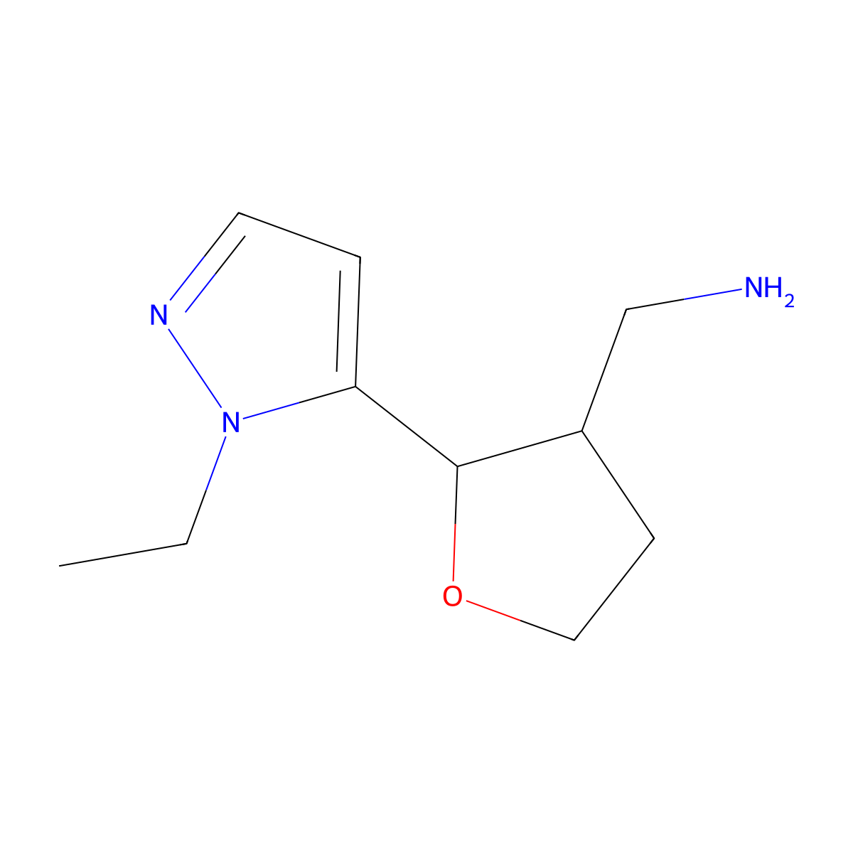 [(2R,3S)-2-(2-ethylpyrazol-3-yl)oxolan-3-yl]methanamine molecular structure, CAS 1808068-45-2