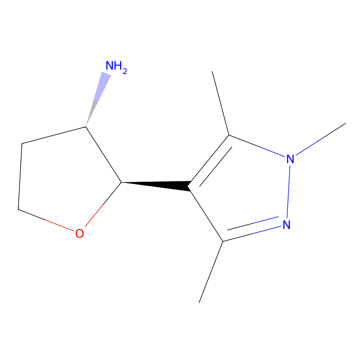 (2R,3S)-2-(1,3,5-Trimethyl-1H-pyrazol-4-yl)tetrahydrofuran-3-amine molecular structure, CAS 1808068-62-3