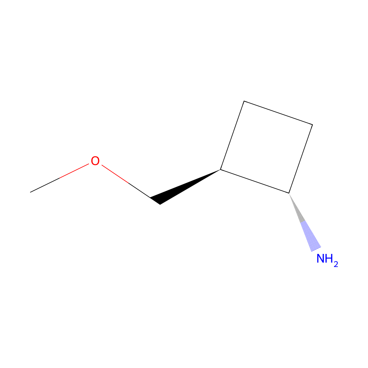 (1S,2S)-2-(methoxymethyl)cyclobutan-1-amine molecular structure, CAS 1808068-72-5
