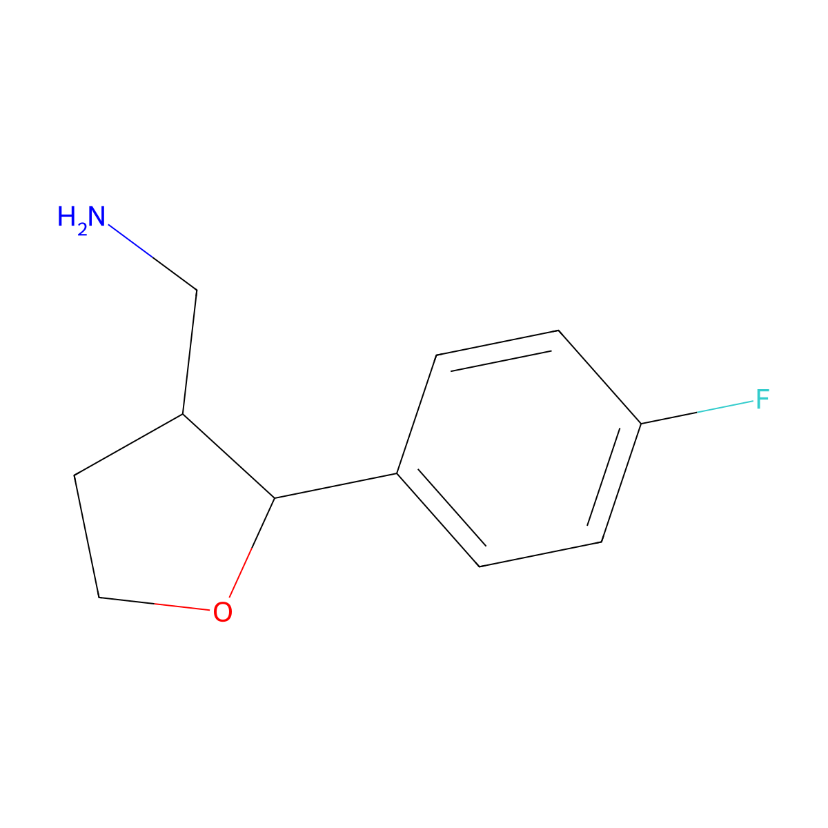 ((2R,3S)-2-(4-Fluorophenyl)tetrahydrofuran-3-yl)methanamine molecular structure, CAS 1808068-75-8