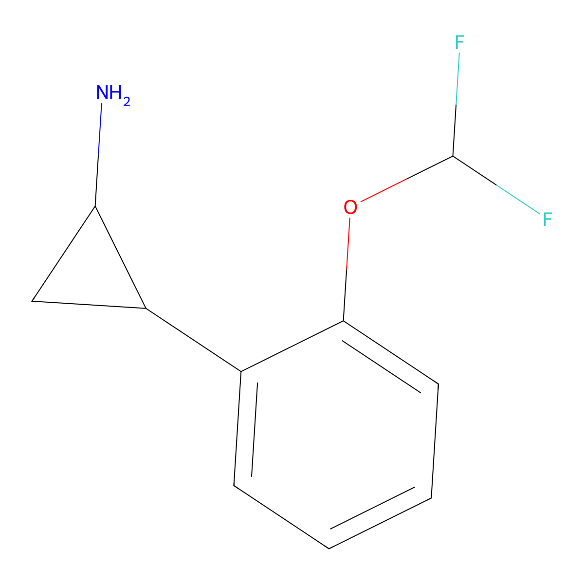 rac-(1R,2S)-2-[2-(difluoromethoxy)phenyl]cyclopropan-1-amine molecular structure, CAS 1808068-83-8