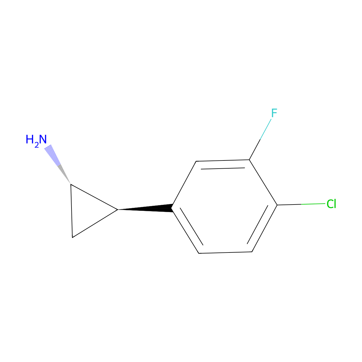 (1S,2R)-2-(4-Chloro-3-fluorophenyl)cyclopropan-1-amine molecular structure, CAS 1808068-84-9