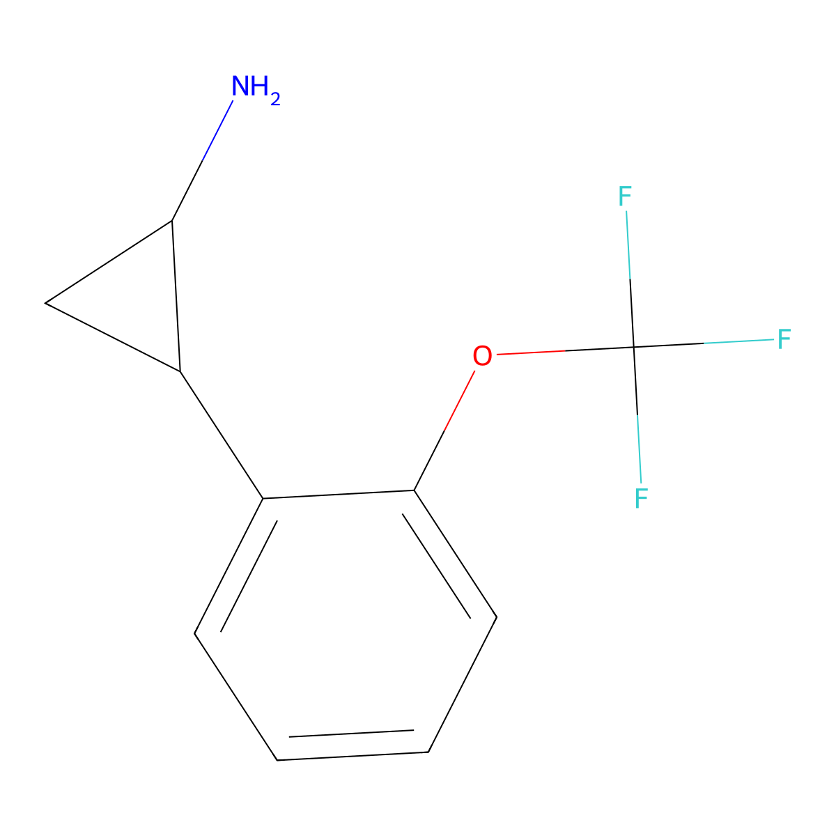 rac-(1R,2S)-2-[2-(trifluoromethoxy)phenyl]cyclopropan-1-amine molecular structure, CAS 1808069-03-5