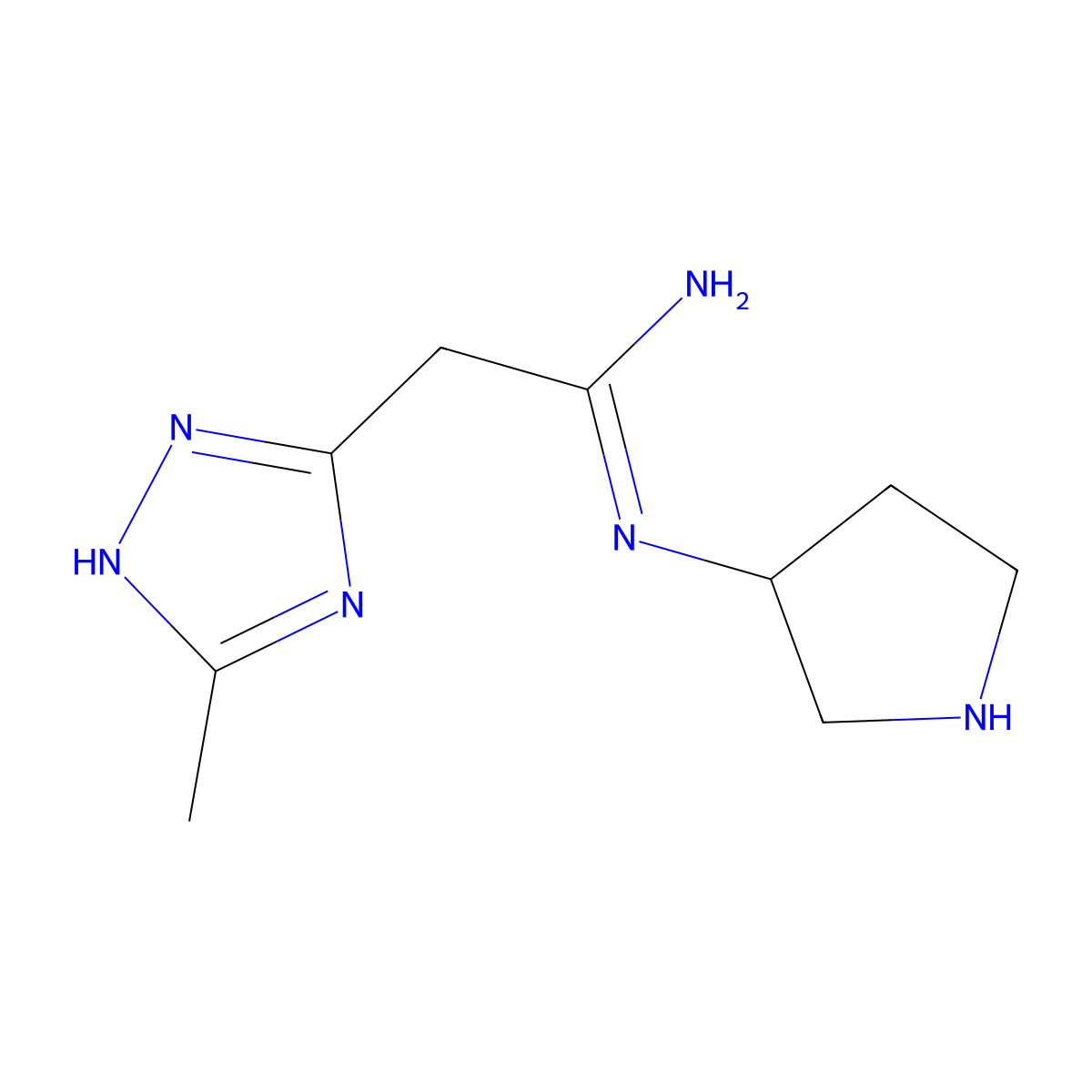 2-(5-methyl-1H-1,2,4-triazol-3-yl)-N'-(pyrrolidin-3-yl)ethanimidamide molecular structure, CAS 1808069-38-6