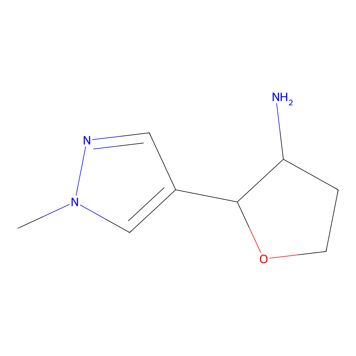 (2R,3S)-2-(1-Methyl-1H-pyrazol-4-yl)tetrahydrofuran-3-amine molecular structure, CAS 1808069-50-2