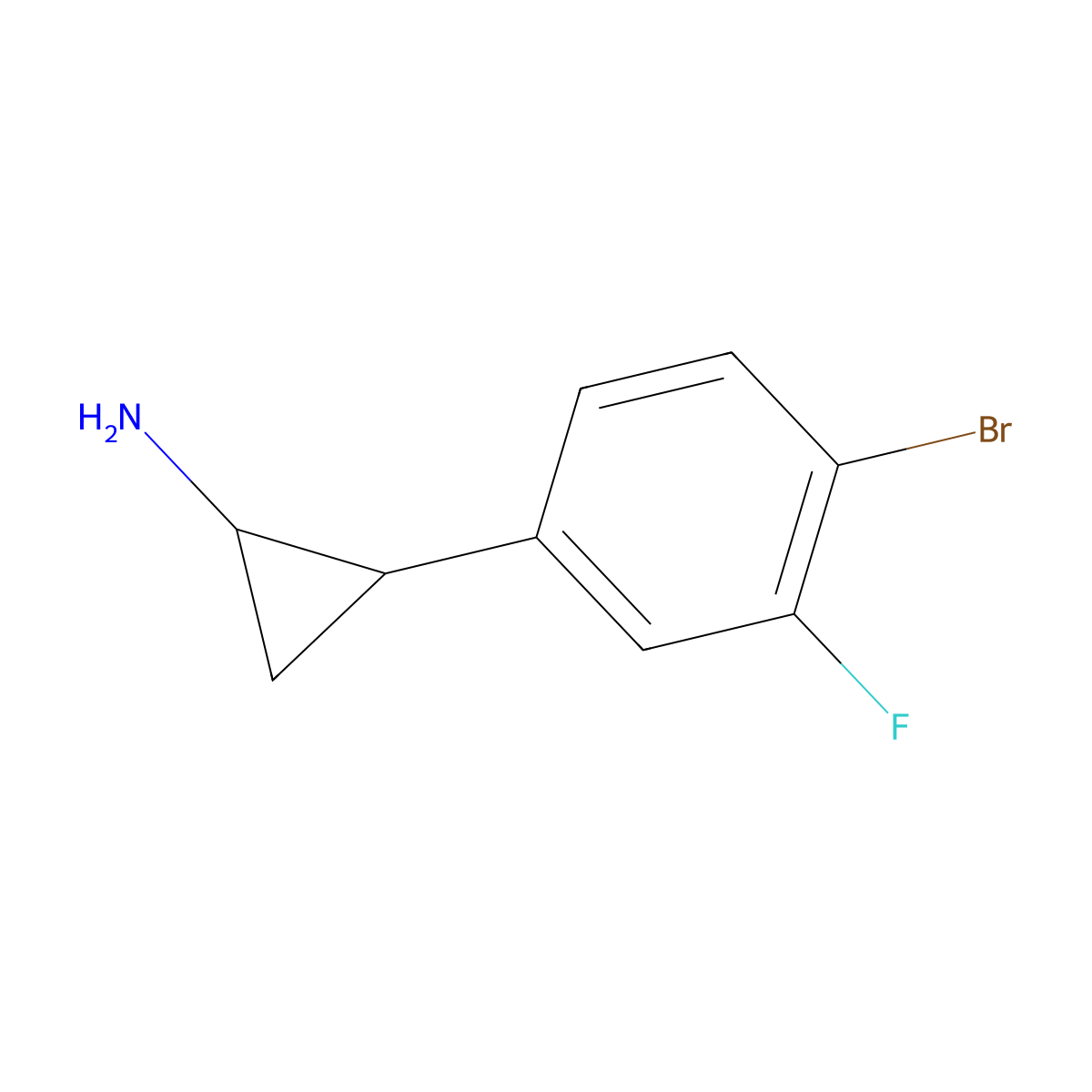 (1R,2S)-2-(4-Bromo-3-fluorophenyl)cyclopropan-1-amine molecular structure, CAS 1808069-64-8