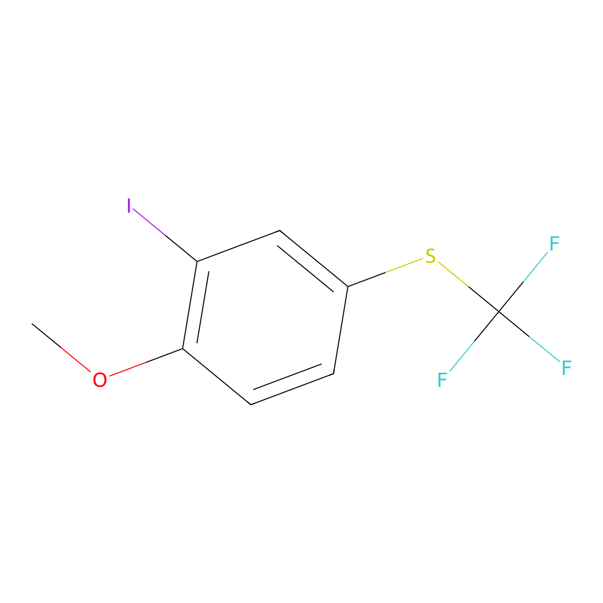 2-Iodo-1-methoxy-4-[(trifluoromethyl)sulfanyl]benzene molecular structure, CAS 1808089-07-7