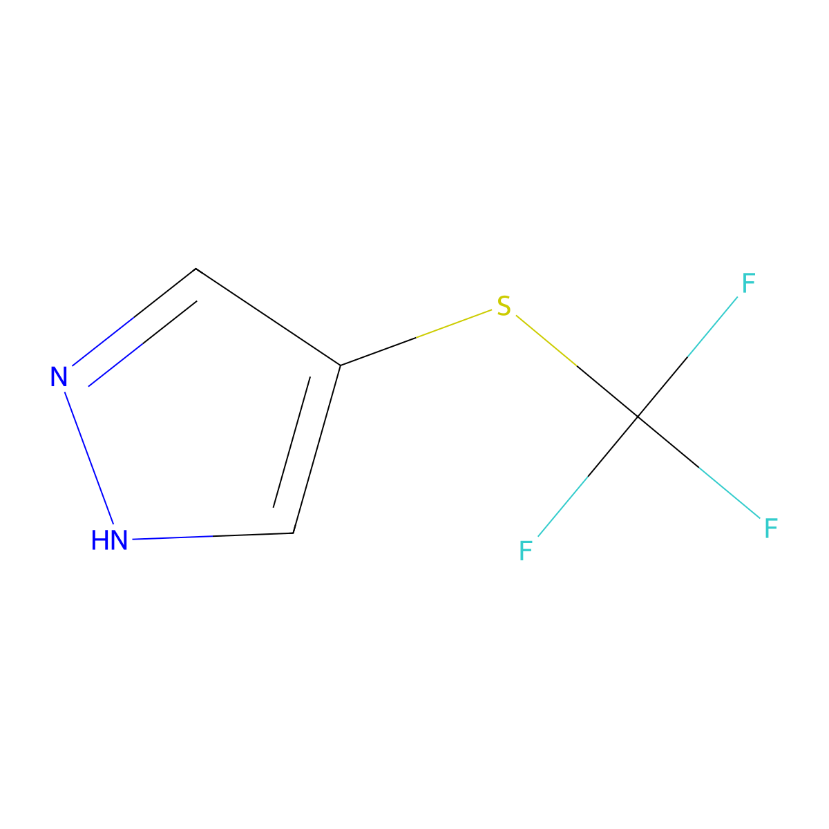 4-[(trifluoromethyl)sulfanyl]-1H-pyrazole molecular structure, CAS 1808089-11-3