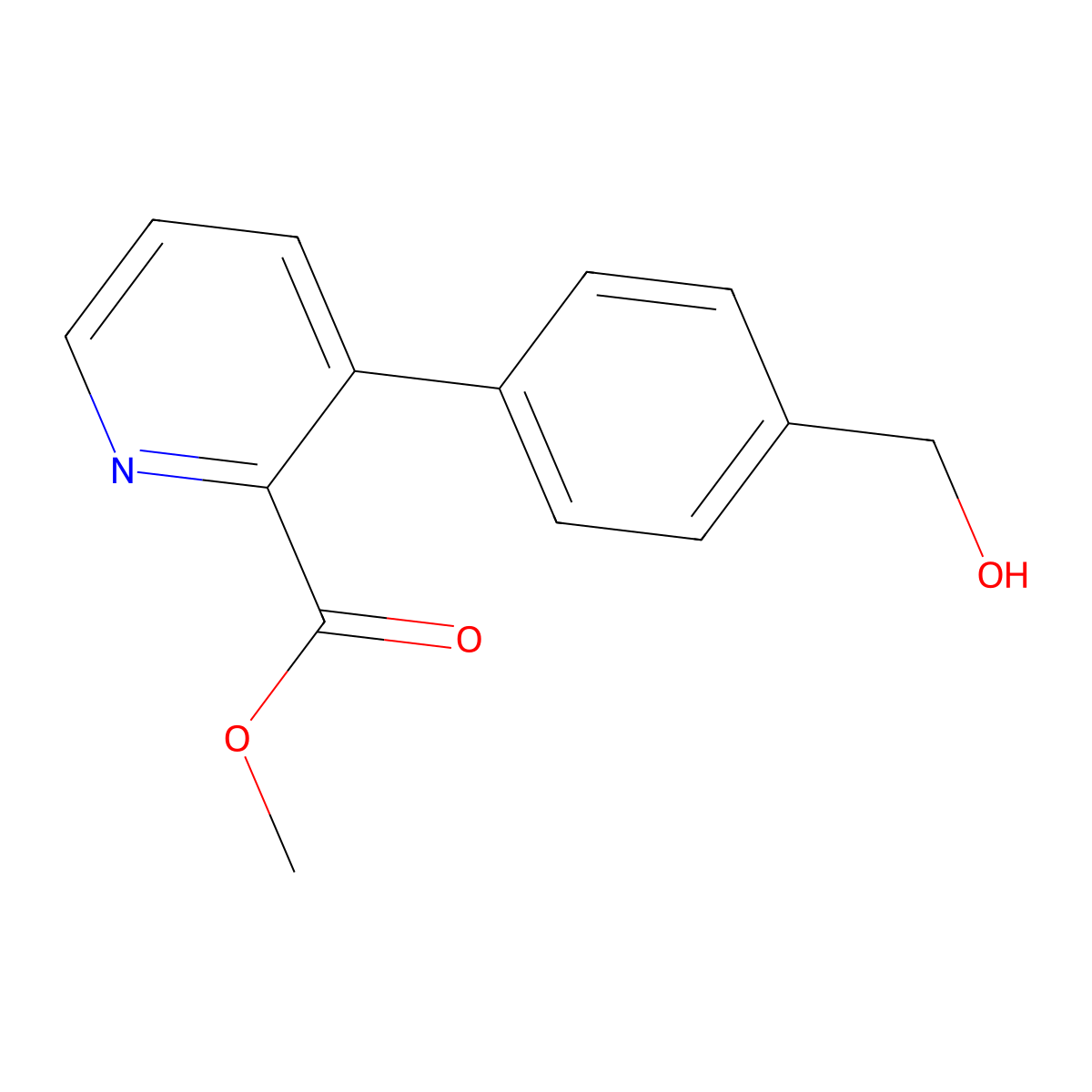 Methyl 3-(4-(hydroxymethyl)phenyl)picolinate molecular structure, CAS 1808096-72-1