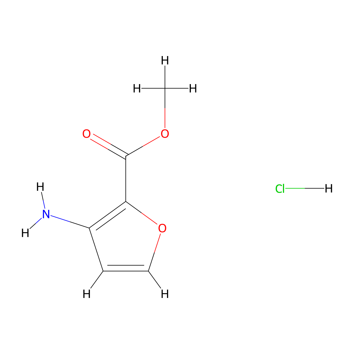 Methyl 3-aminofuran-2-carboxylate hydrochloride molecular structure, CAS 1808102-24-0