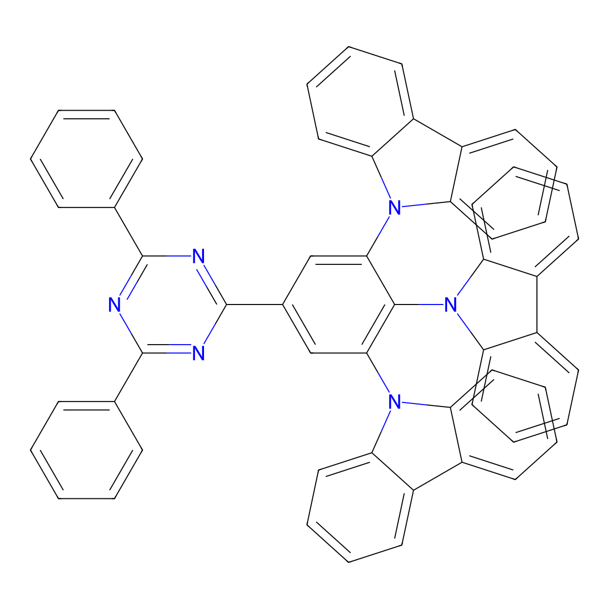 9,9',9''-(5-(4,6-Diphenyl-1,3,5-triazin-2-yl)benzene-1,2,3-triyl)tris(9H-carbazole) molecular structure, CAS 1808158-40-8
