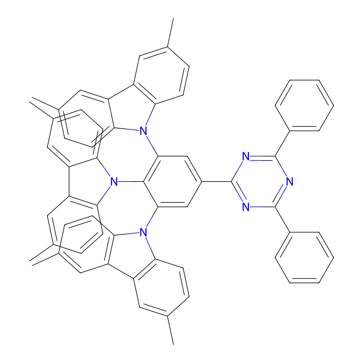 9,9',9''-(5-(4,6-Diphenyl-1,3,5-triazin-2-yl)benzene-1,2,3-triyl) tris(3,6-dimethyl-9H-carbazole) molecular structure, CAS 1808158-41-9