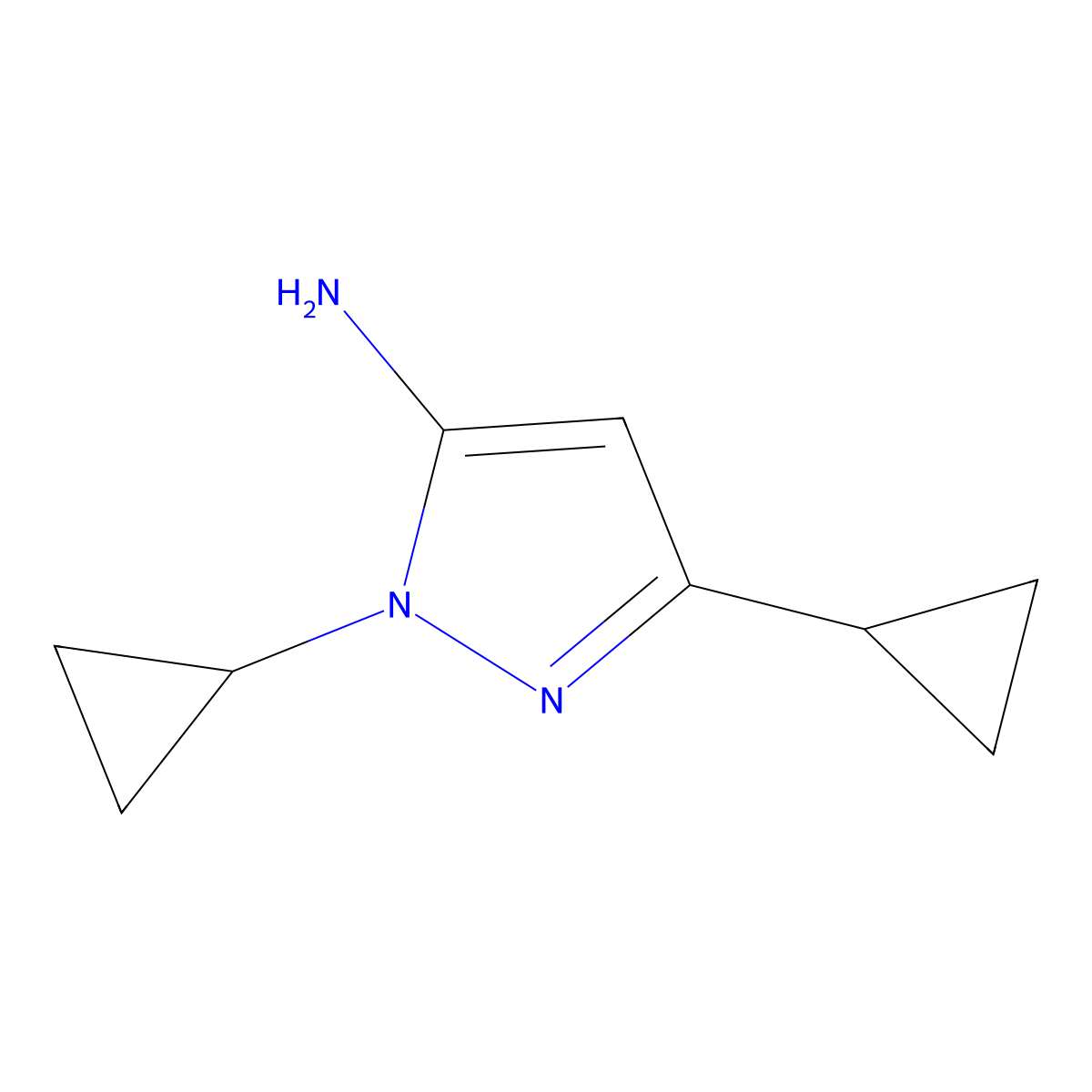1,3-dicyclopropyl-1H-pyrazol-5-amine molecular structure, CAS 1808163-37-2
