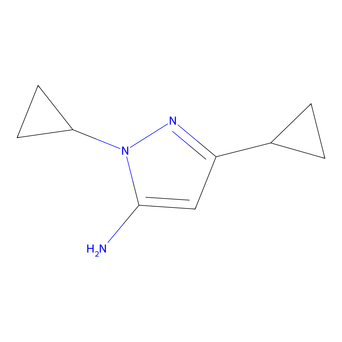 1,3-dicyclopropyl-1H-pyrazol-5-amine molecular structure, CAS 1808163-37-2