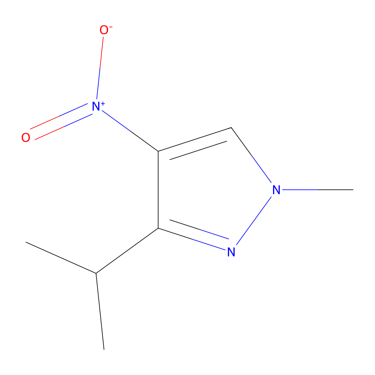 3-isopropyl-1-methyl-4-nitro-1H-pyrazole molecular structure, CAS 1808163-71-4