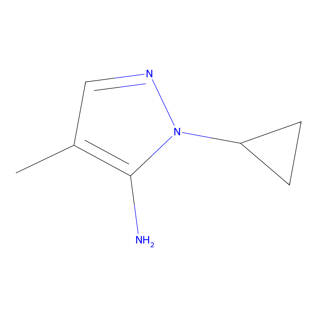 1-cyclopropyl-4-methyl-1H-pyrazol-5-amine molecular structure, CAS 1808163-96-3