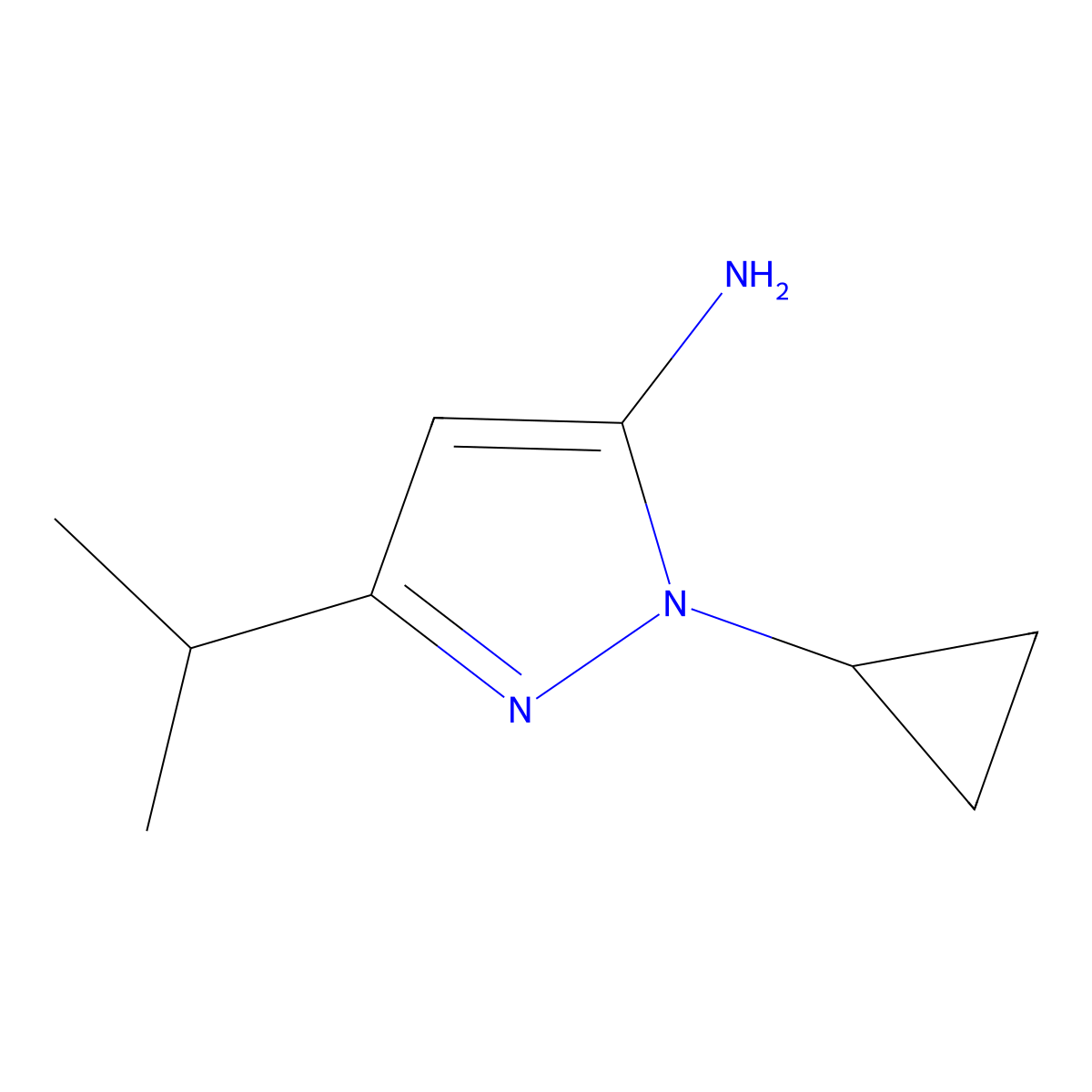 1-Cyclopropyl-3-isopropyl-1H-pyrazol-5-amine molecular structure, CAS 1808164-10-4