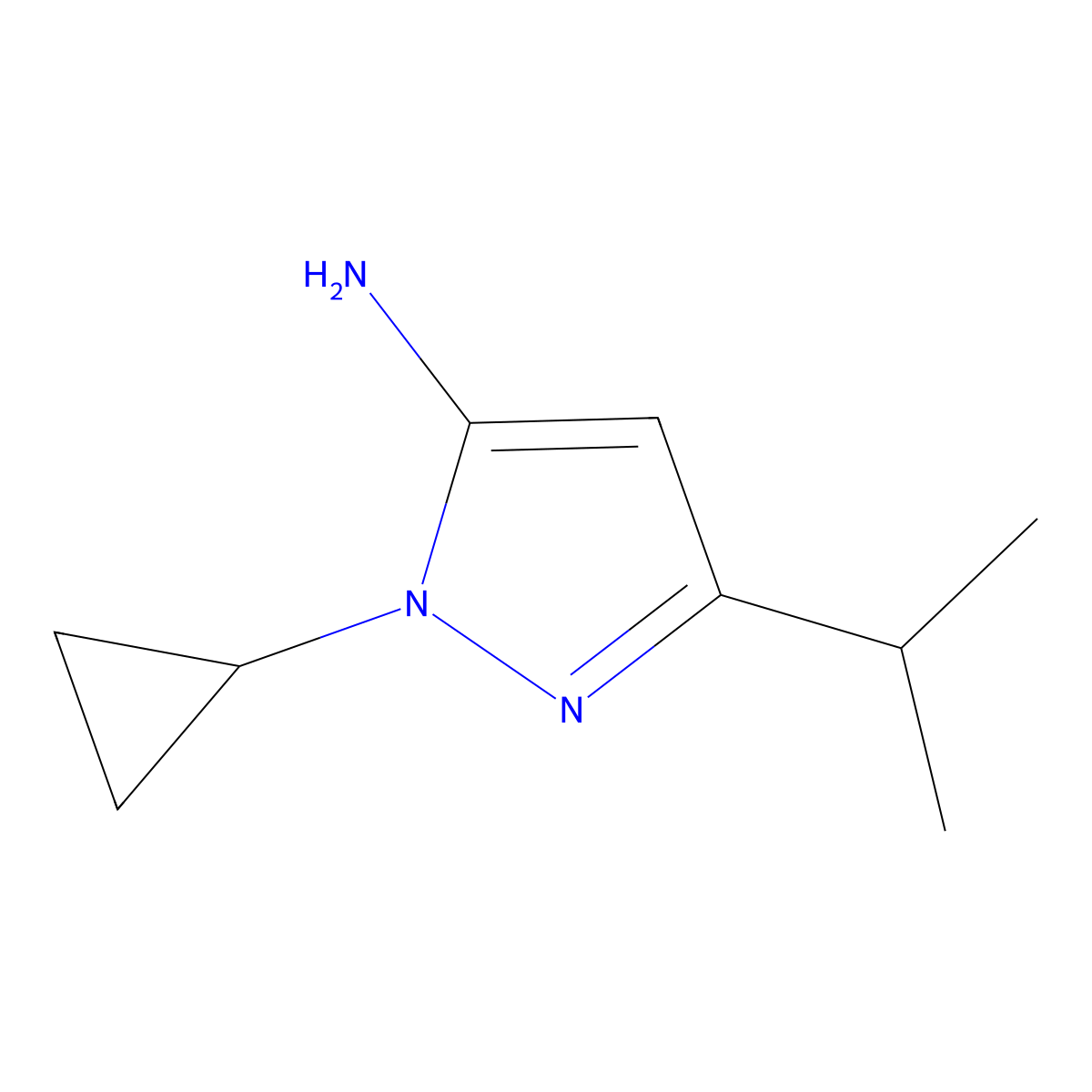 1-Cyclopropyl-3-isopropyl-1H-pyrazol-5-amine molecular structure, CAS 1808164-10-4