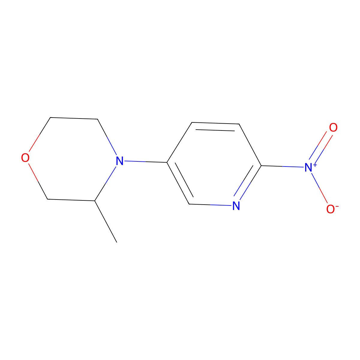 3-Methyl-4-(6-nitro-3-pyridyl)morpholine molecular structure, CAS 1808170-83-3