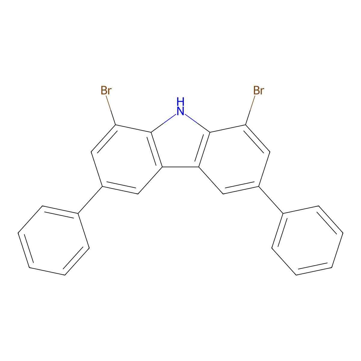 1,8-Dibromo-3,6-diphenyl-9H-carbazole molecular structure, CAS 1808206-82-7