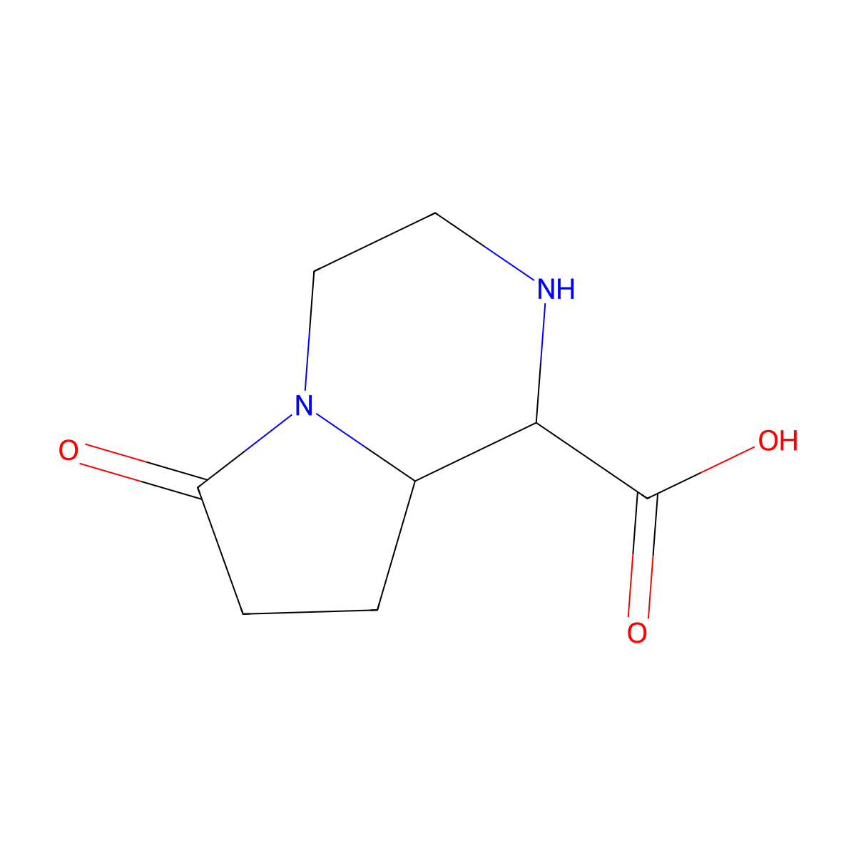 rel-(1R,8aS)-6-oxo-2,3,4,7,8,8a-hexahydro-1H-pyrrolo[1,2-a]pyrazine-1-carboxylic acid molecular structure, CAS 1808250-09-0