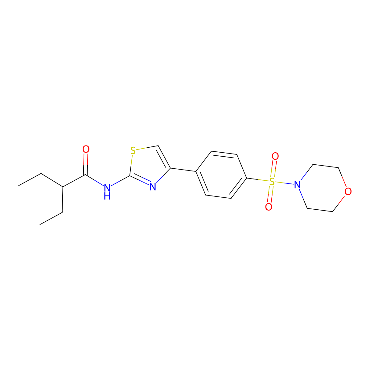 2-ethyl-N-[4-(4-morpholin-4-ylsulfonylphenyl)-1,3-thiazol-2-yl]butanamide molecular structure, CAS 1808260-45-8