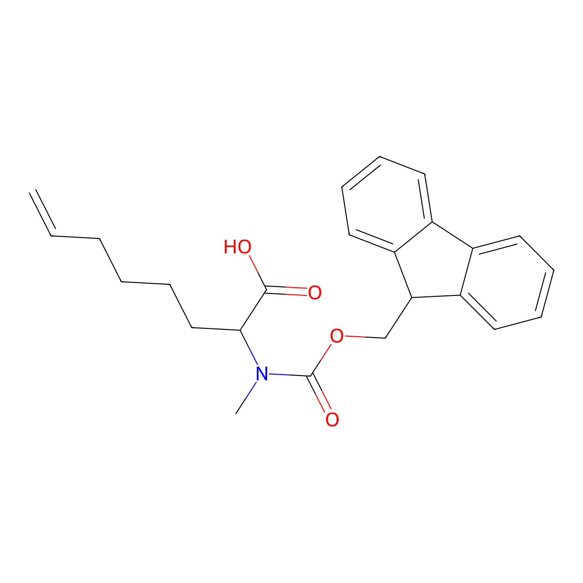 (S)-2-(N-Fmoc-N-methylamino)-7-octenoic acid molecular structure, CAS 1808268-11-2