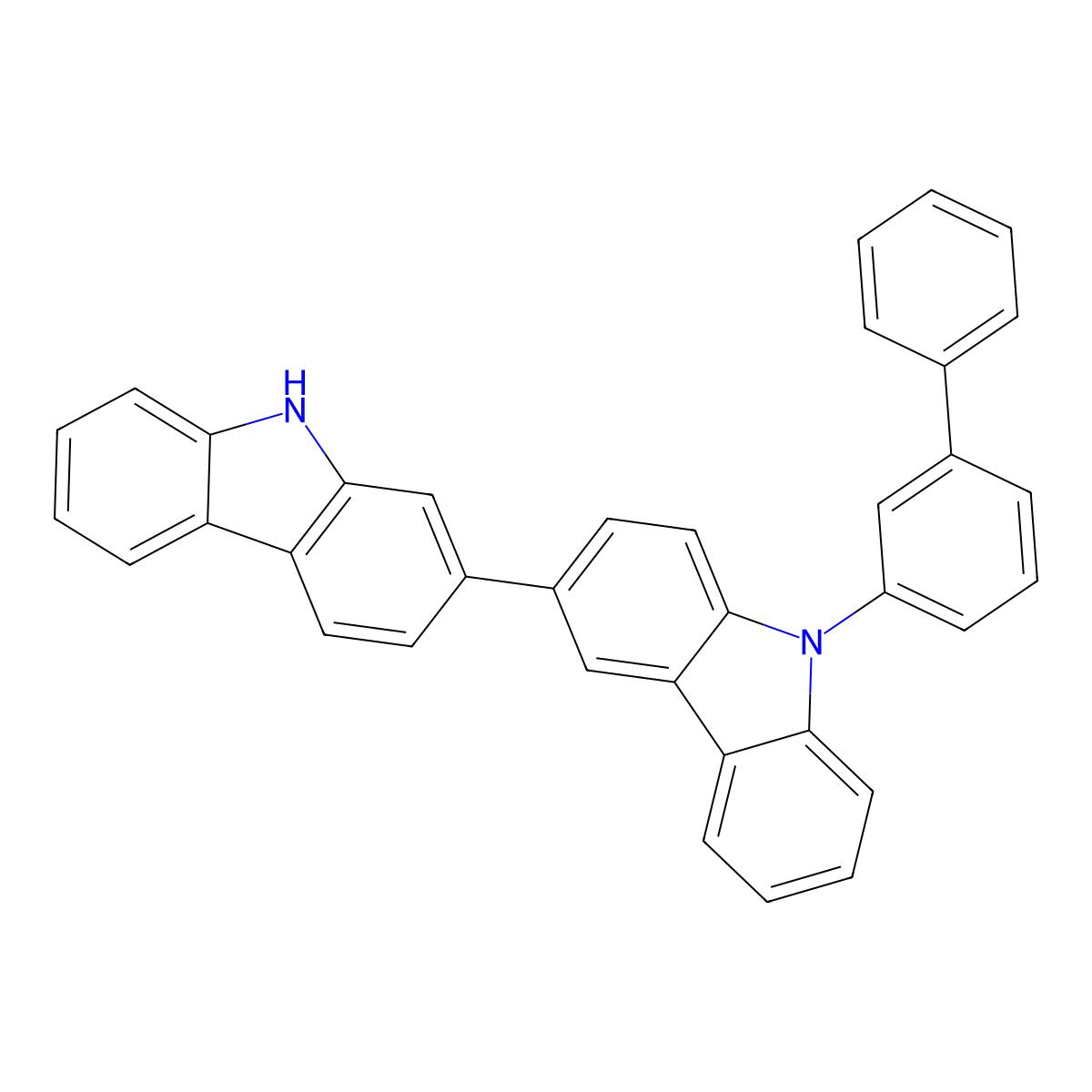 9'-([1,1'-Biphenyl]-3-yl)-9H,9'H-2,3'-bicarbazole molecular structure, CAS 1808269-77-3