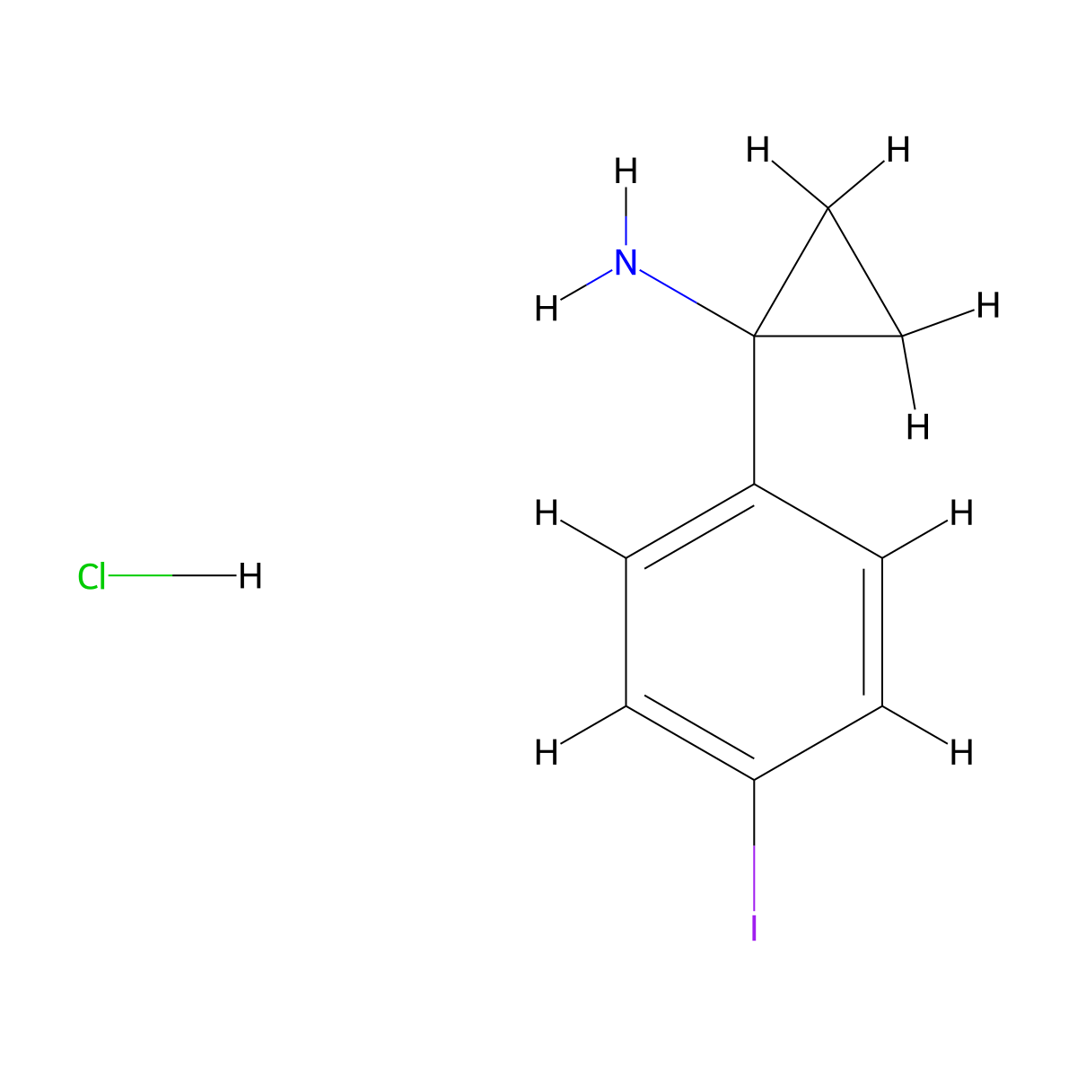 1-(4-Iodophenyl)cyclopropan-1-amine hydrochloride molecular structure, CAS 1808271-73-9