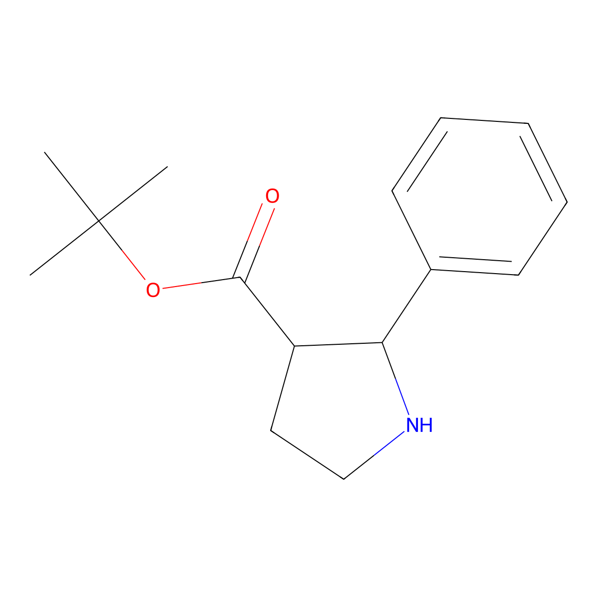 rac-tert-butyl (2R,3S)-2-phenylpyrrolidine-3-carboxylate molecular structure, CAS 1808312-76-6