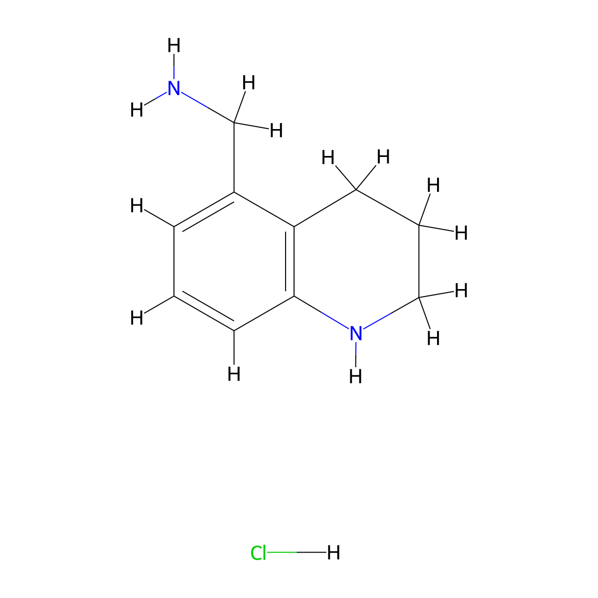 (1,2,3,4-Tetrahydroquinolin-5-yl)methanamine hydrochloride molecular structure, CAS 1808318-61-7