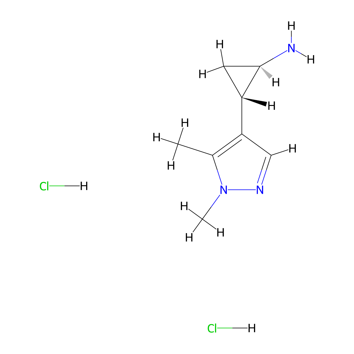 (1R,2S)-2-(1,5-dimethyl-1H-pyrazol-4-yl)cyclopropan-1-amine dihydrochloride molecular structure, CAS 1808321-79-0